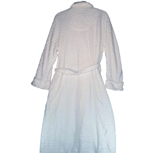 Jasmine Rose Robe Womens Large White Bathrobe Kimono Soft Fuzzy Belt Pockets - Picture 10 of 11